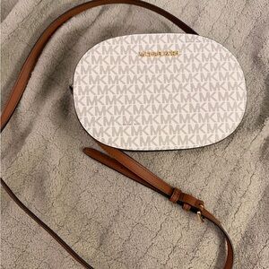 Michael Kors Cream and Tan Crossbody Bag